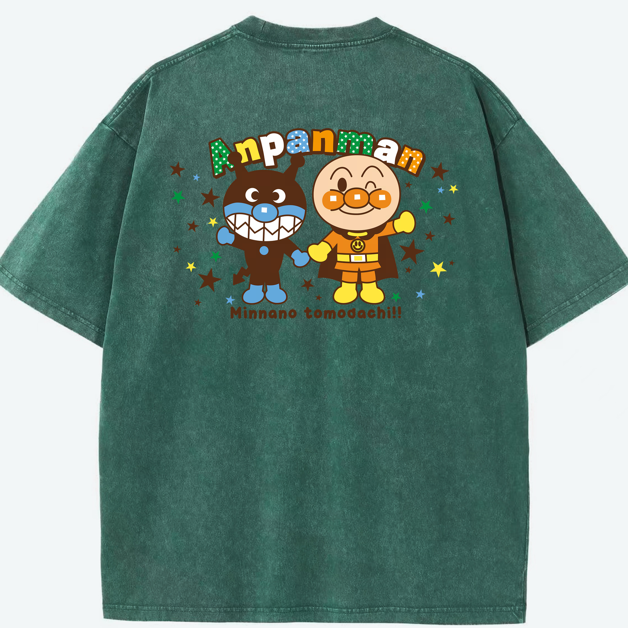 （画像用） アンパンマン Anpanman 綿100% ヴィンテージ風 半袖Tシャツ（背面プリント）